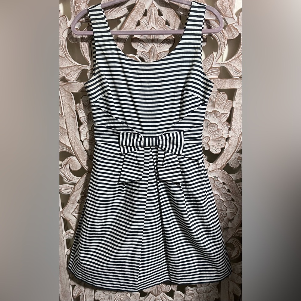 EUC Kate Spade 100% Cotton Blue and White Striped Sleeveless Dress W Tie…